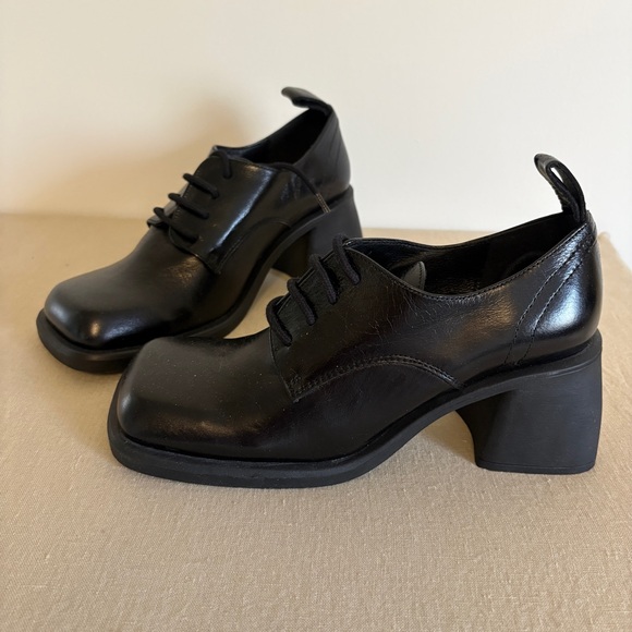 L’intervalle Classic Black Women's Heeled Oxford Shoes 37 - Picture 4 of 7